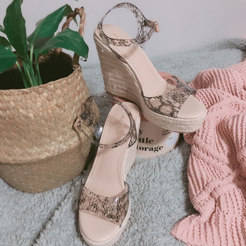 NEW! ALDO Zerrasen Espadrille Wedge Snake Skin